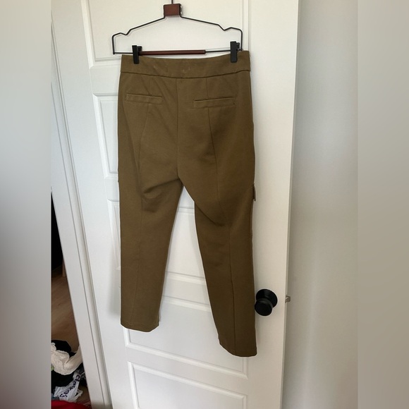 Anthropologie Green Cargo Trousers High-Waisted Slim-Fit - Picture 3 of 4